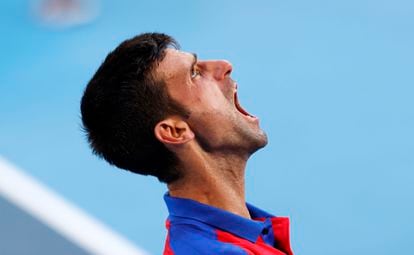 Novak Djokovic durante el partido por el bronce ante Pablo Carreño.