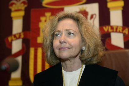 La fiscal general de l'Estat espanyol, Consuelo Madrigal, aquest divendres a Santander.