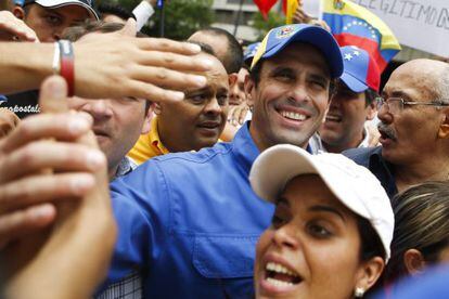 Capriles, en una marcha en Caracas el 1 de mayo.