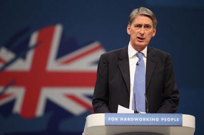 El ministro de Defensa brit&aacute;nico, Philip Hammond, durante su discurso en el congreso del Partido Conservador.