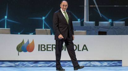 El presidente de Iberdrola, Ignacio Sánchez Galán, durante la Junta General de Accionistas.