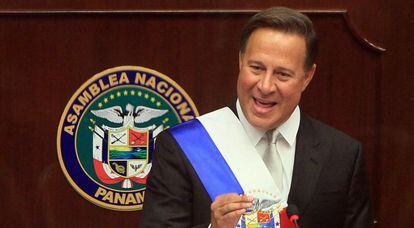 El presidente de Panam&aacute;, Juan Carlos Varela, durante su intervenci&oacute;n el s&aacute;bado ante la Asamblea Nacional. / EFE