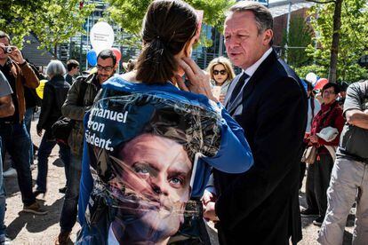 Partidarios del candidato a la presidencia de Francia Emmanuel Macron.