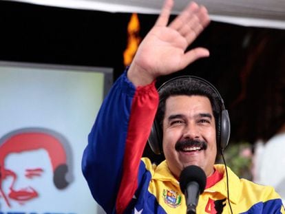 El presidente venezolano, Nicol&aacute;s Maduro, durante su programa de radio y televisi&oacute;n.