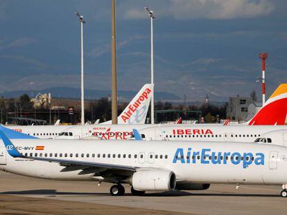 Aviones de Air Europa y de Iberia. 