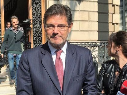 El ministre de Justícia, Rafael Catalá, compareix davant dels mitjans aquest dijous.