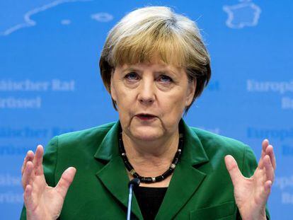 Merkel, en Bruselas, durante la rueda de prensa posterior al consejo.