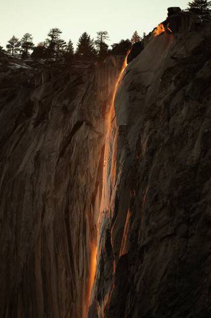 La llamada Horsetail Fall (Cola de Caballo), el pasado 23 de febrero en Yosemite.