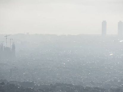 La contaminaci&oacute;n en Barcelona este martes. 