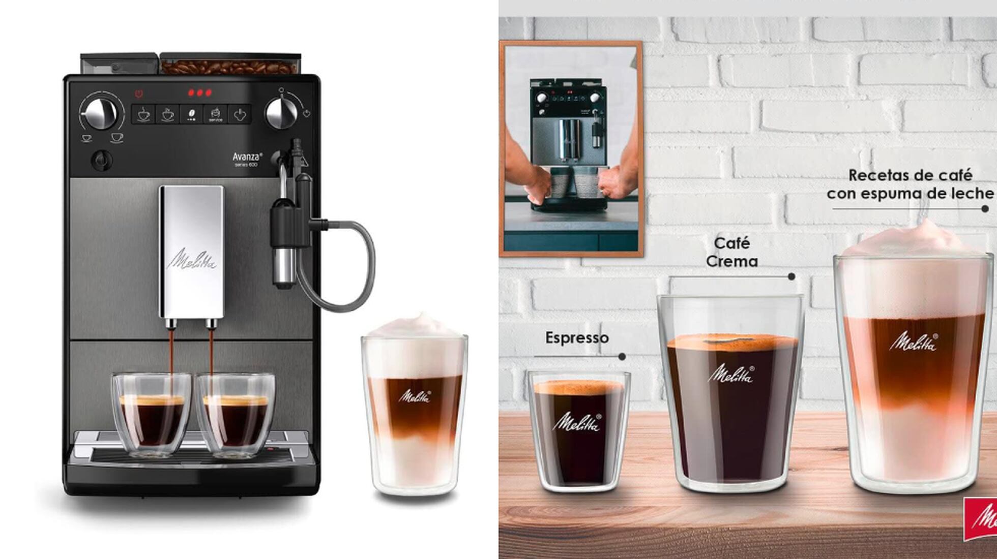 Esta cafetera Melitta de alta gama lo tiene todo: depósitos para café  molido y granos de café, molinillo y espumador automático