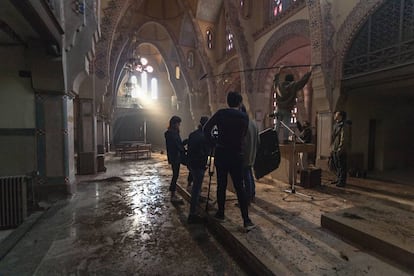 Rodaje de la serie 'Pastor' en la Capilla del Mas Viver de Torrebonica (Terrassa).