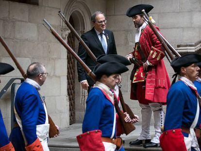 Quim Torra, amb els Miquelets, la passada Diada.