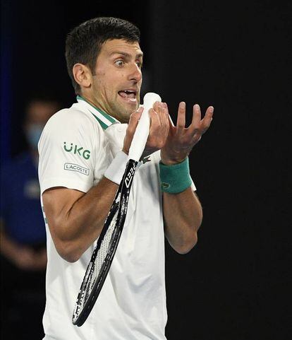 Novak Djokovic, durante la final. Djokovic consiguió, su decimoctavo ‘major’ que le sitúa a dos de diferencia con los 20 del suizo Roger Federer y del español Rafael Nadal.