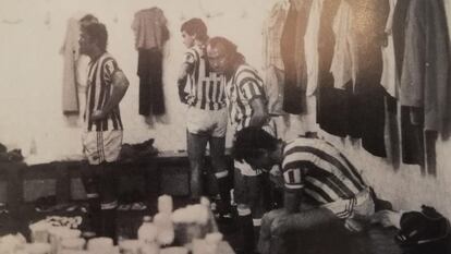Alabanda, Eulate, García Soriano y Cobo tras el partido.