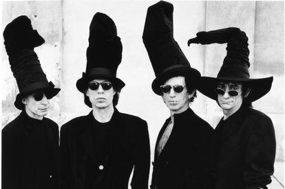 De izquierda a derecha, Watts, Jagger, Richards y Wood, integrantes de la banda Rolling Stones.