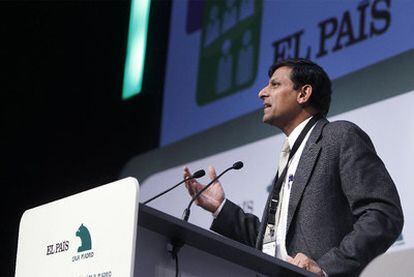 Raghuram Rajan, durante su intervención en la sesión informativa.