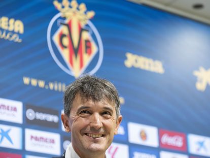 Pacheta, este lunes, en su presentación como nuevo técnico del Villarreal.