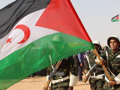 Tropas saharauis con la bandera de la RASD en una imagen de archivo.