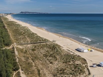 Imagen del estado actual de la playa de L&#039;Auir en Gandia.