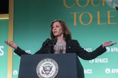 The Vice President of the United States, KAmala Harris, during her speech this Tuesday in Washington.