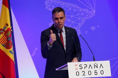 El presidente del Gobierno, Pedro Sánchez, durante la presentación del proyecto España 2050.