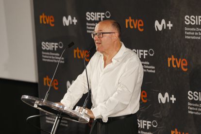 El director del festival, José Luis Rebordinos, en el anuncio en Madrid en verano de las películas españolas en la 71ª edición del Zinemaldia.
