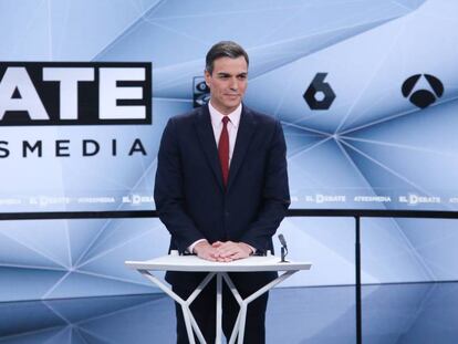 El presidente del Gobierno, Pedro Sánchez, el martes en el debate de Atresmedia.
 
 