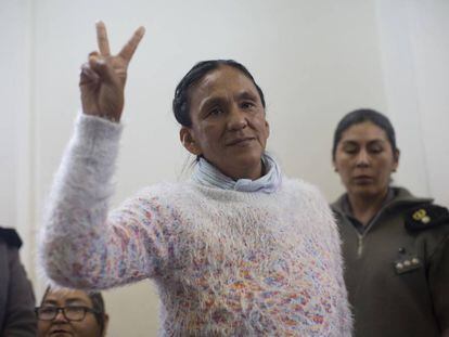 Milagro Sala durante una de sus presentaciones judiciales en Jujuy, en diciembre de 2016.