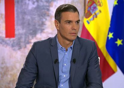 Pedro Sánchez, durante la entrevista en RTVE. 