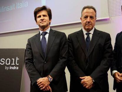 Silviano Andreu, Director Global de Minsait; Pedro Garc&iacute;a, Director de Indra en Italia; Claudio Golino, Director de Minsait en Italia.