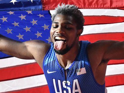 Noah Lyles, tras ganar el Mundial.