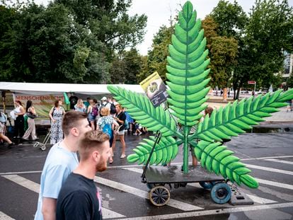 Manifestación en Berlín a favor de la legalización del cannabis, en agosto.