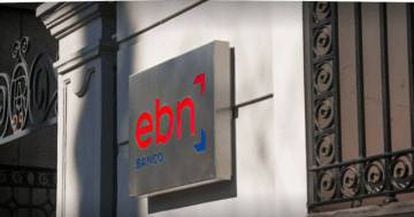 Logotipo de EBN en su sede en Madrid.