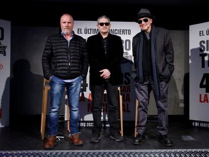 Los componentes de la banda gallega Siniestro Total este miércoles en Madrid.