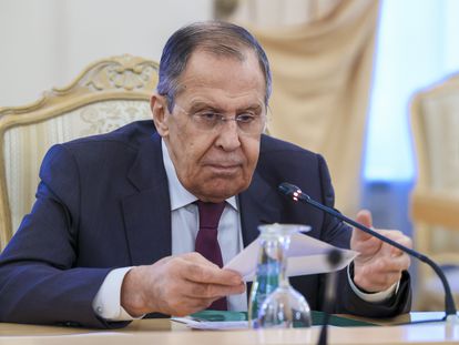 El ministro de Exteriores ruso, Sergei Lavrov, este viernes en Moscú.