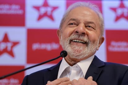 El expresidente brasileño Lula da Silva, el pasado día 8 en una conferencia de prensa en Brasilia.