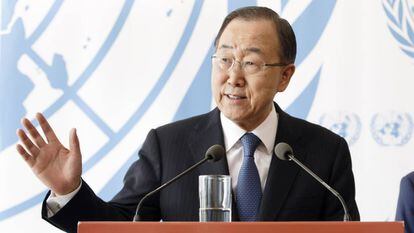 El secretario general de la ONU, Ban Ki-moon, este viernes en Ginebra.