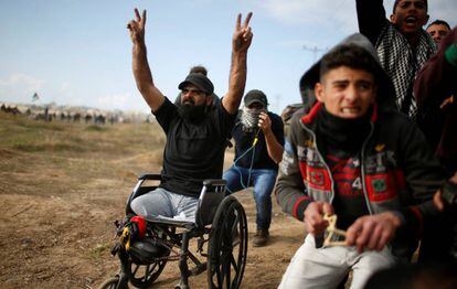 Thuraya, durante una protesta al este de Ciudad de Gaza contra la capitalidad de Jerusalén declarada por EE UU.