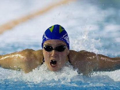 Belmonte en la posta de mariposa de los 400m estilos. 