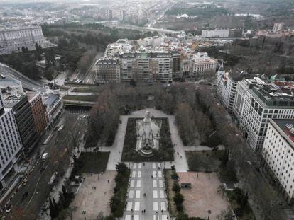 Vista aérea de la plaza de España desde el Edificio España.