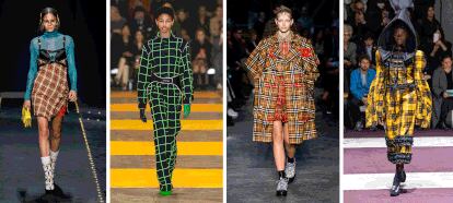 De izquierda a derecha: Versace, Off-White, Burberry y Comme des Garçons.