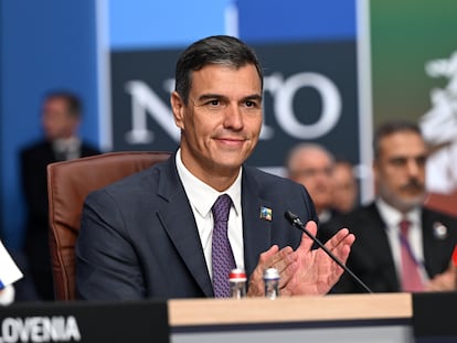 El presidente del Gobierno, Pedro Sánchez, este martes en Vilnius (Lituania), en la cumbre de la OTAN.