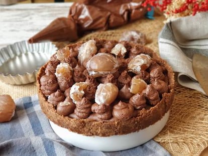 Tarta de mousse de chocolate y marron glacé