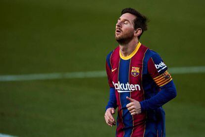 Messi durant un partit amb el Barça.