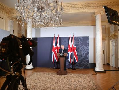 Boris Johnson, este jueves, en su discurso a la nación para anunciar el acuerdo.