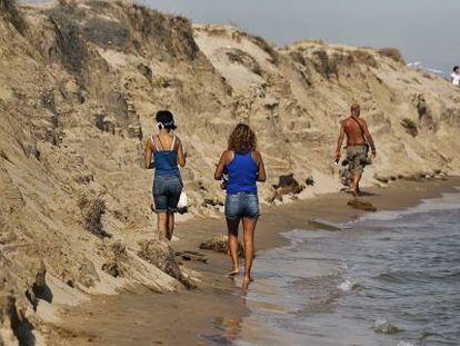 Estado en que quedaron las dunas de la playa de El Saler, en Valencia, tras el encallamiento de dos buques.