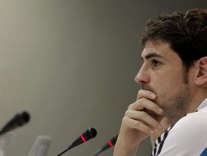 Iker Casillas, durante la rueda de prensa de este martes.