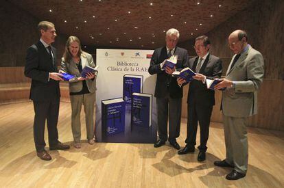 Presentación de tres libros de la biblioteca clásica de la Rea Academia de la Lengua (RAE).