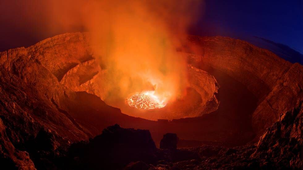 Cráter del volcán Nyiragongo, en la República Democrática del Congo.
