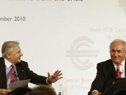 El Gobernador del Banco Central de Brasil, Henrique Mereilles; Ben Bernanke, Jean-Claude Trichet y el director gerente del FMI Dominique Strauss-Kahn